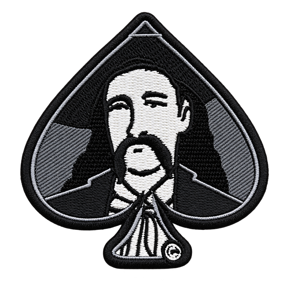 Wild Bill Hickok Spade Portrait Embroidered Patch — patch alone, transparent background