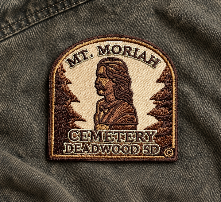 Mount Moriah Cemetery Deadwood Embroidered Patch — on dark fabric