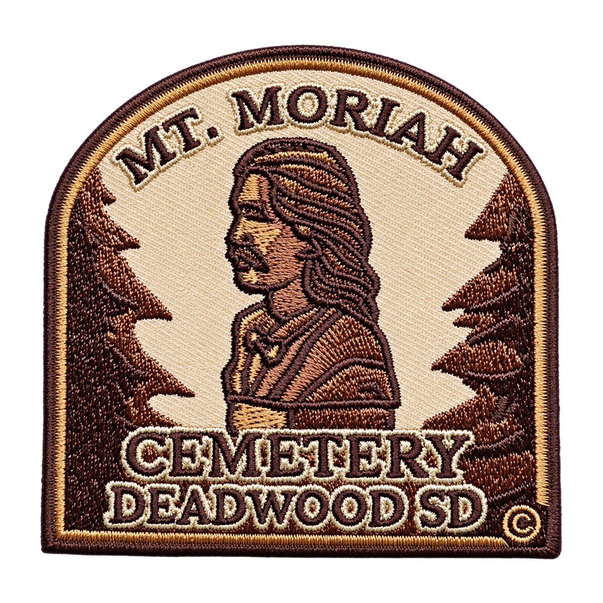 Mount Moriah Cemetery Deadwood Embroidered Patch — patch alone, transparent background