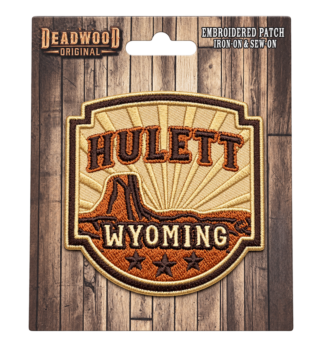Hulett Wyoming Western Shield Embroidered Patch — Deadwood Original card, transparent background