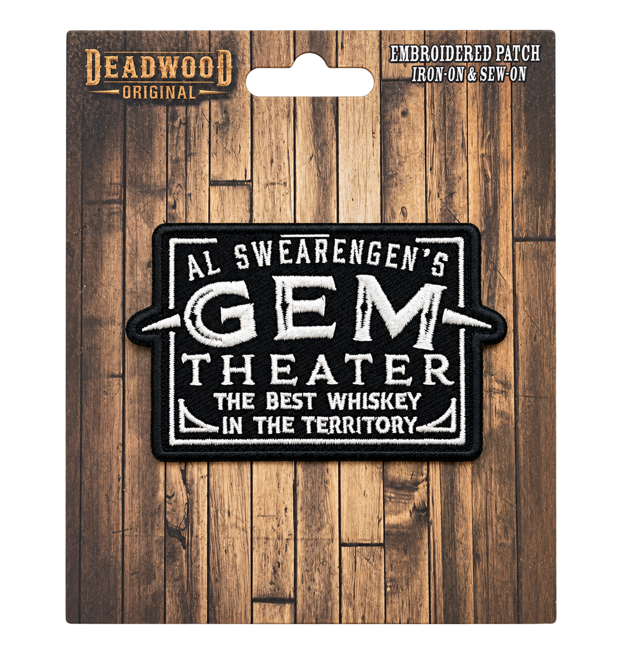 Al Swearengen’s Gem Theater Embroidered Patch — Deadwood Original card, transparent background
