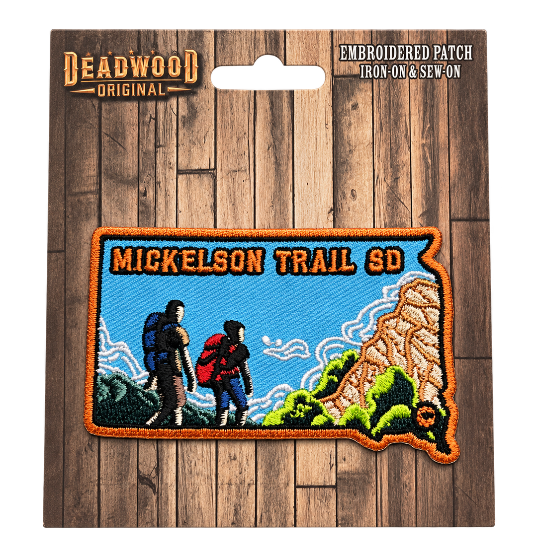 Mickelson Trail South Dakota Hiking Embroidered Patch — Deadwood Original card, transparent background