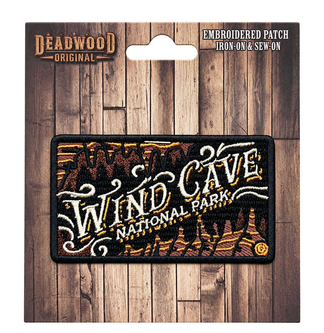 Wind Cave National Park Embroidered Patch — Deadwood Original card, transparent background