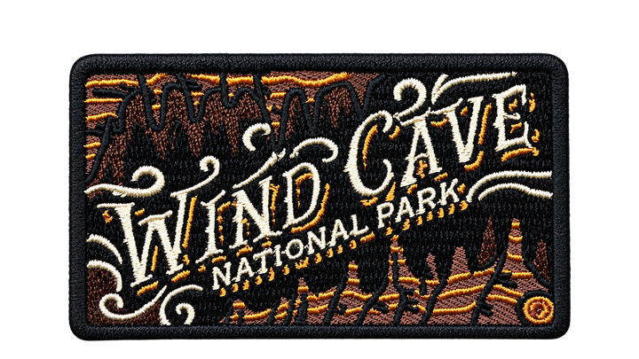 Wind Cave National Park Embroidered Patch — patch alone, transparent background