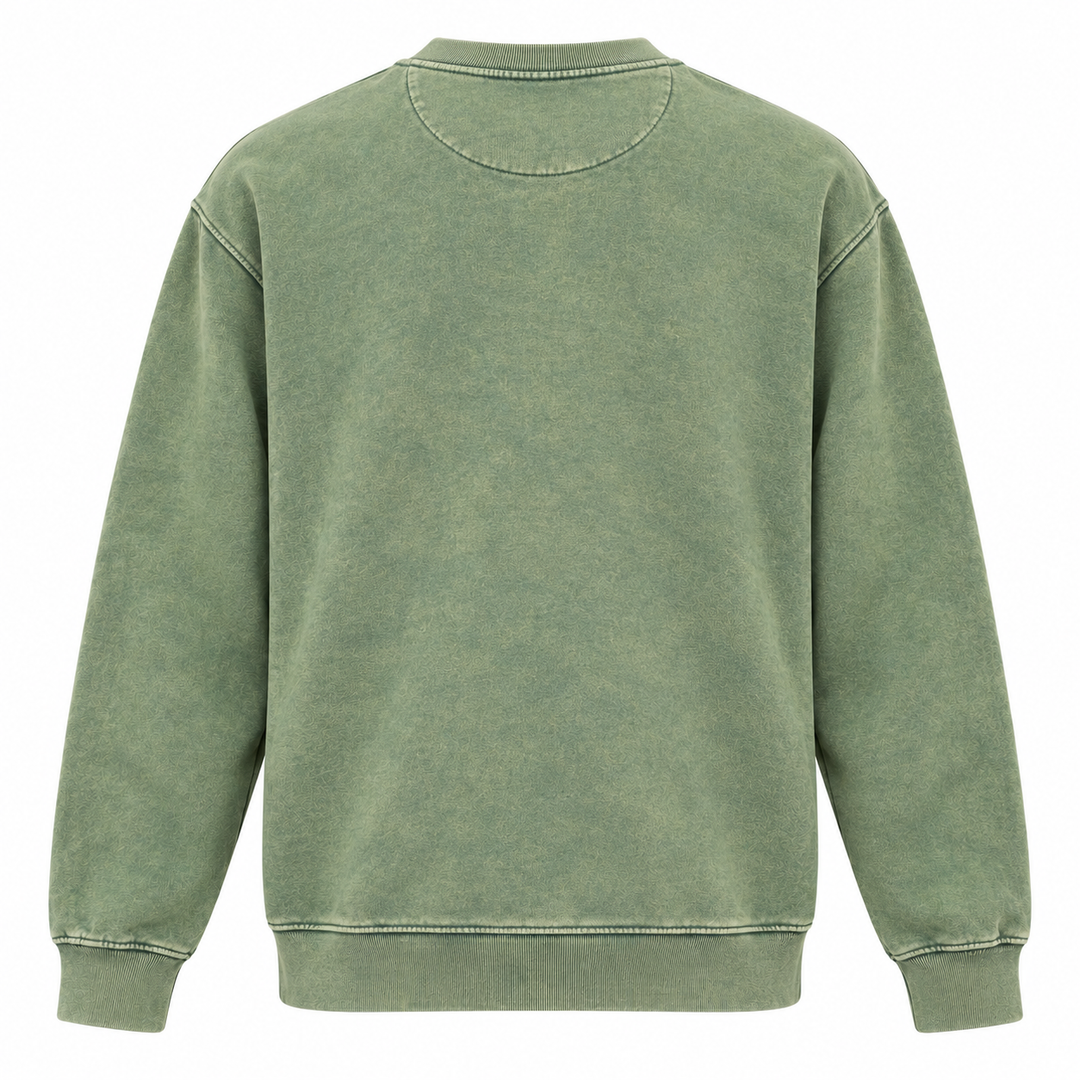 Washed green Deadwood Painted Buffalo crewneck sweatshirt, plain back