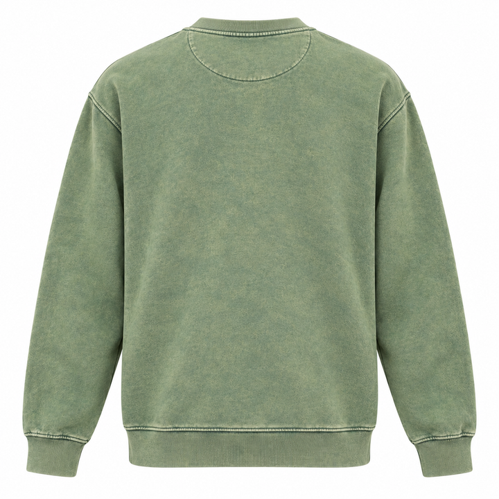 Washed green Deadwood Painted Buffalo crewneck sweatshirt, plain back