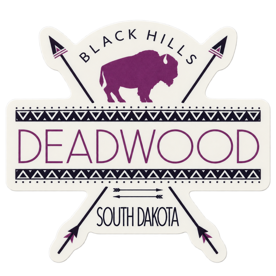 Deadwood Purple Bison &amp; Crossed Arrows Sticker — isolated product view