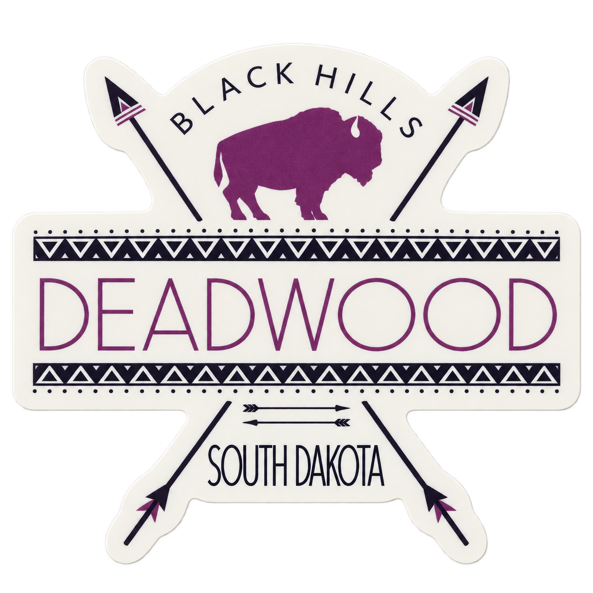 Deadwood Purple Bison & Crossed Arrows Sticker — isolated product view