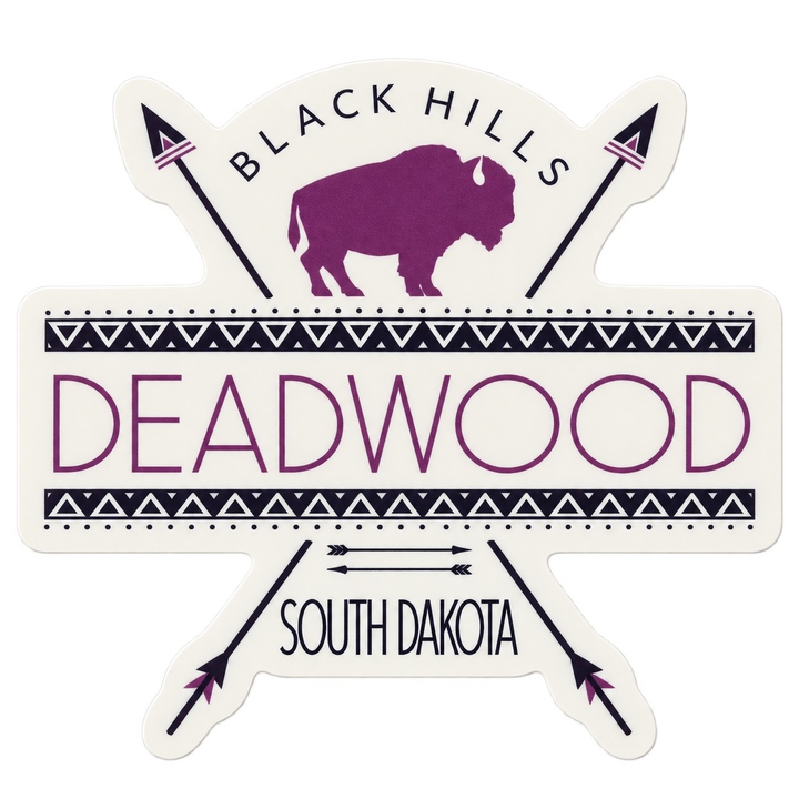 Deadwood Purple Bison &amp; Crossed Arrows Sticker — isolated product view