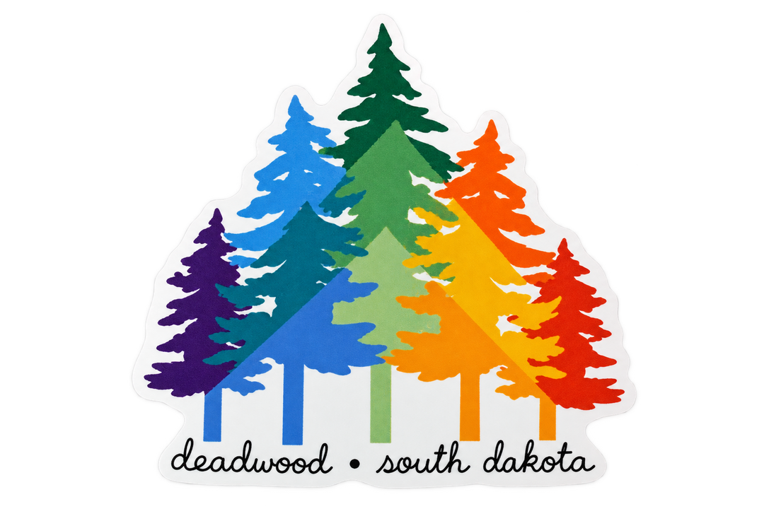 Deadwood Rainbow Pine Trees Sticker