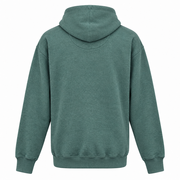 Green Deadwood soft pullover hoodie, plain back view