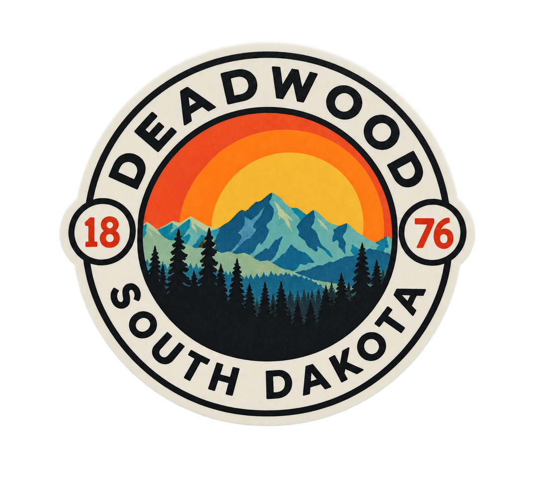 Deadwood Retro Mountain Sunset Sticker