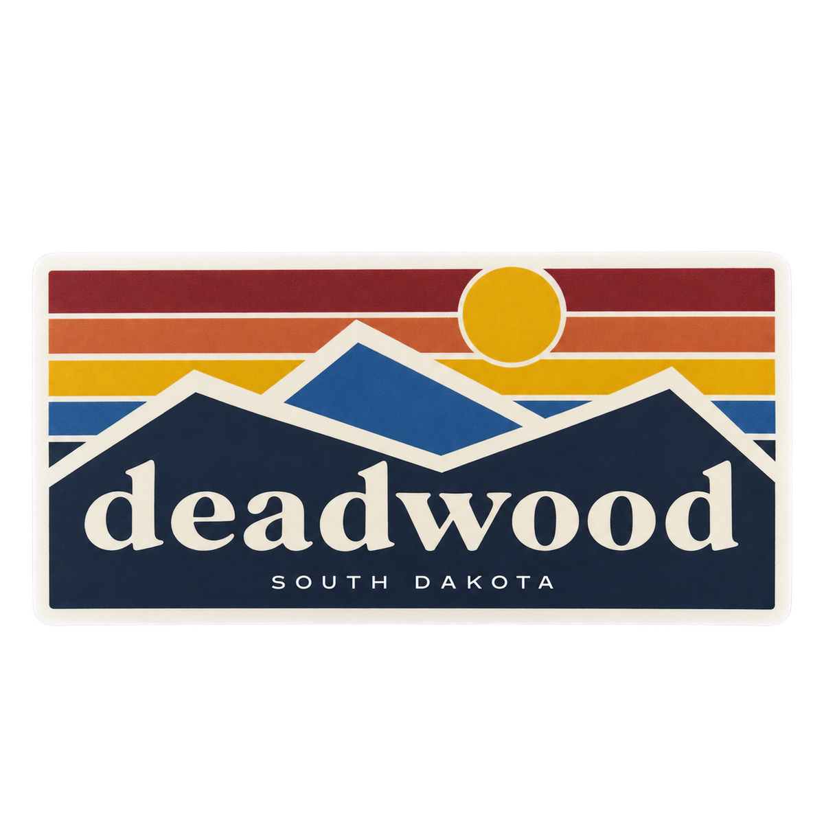 Deadwood Retro Stripe Mountain Decal isolated on transparent background
