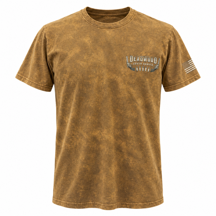 Washed brown Deadwood Shootout T-shirt, front view