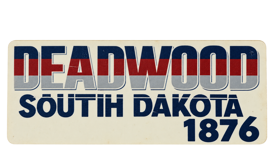 Deadwood South Dakota 1876 Varsity Lettering Sticker — isolated product view