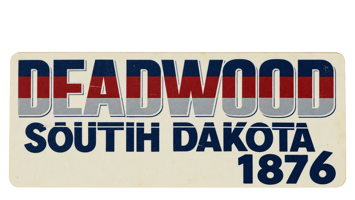 Deadwood South Dakota 1876 Varsity Lettering Sticker — isolated product view