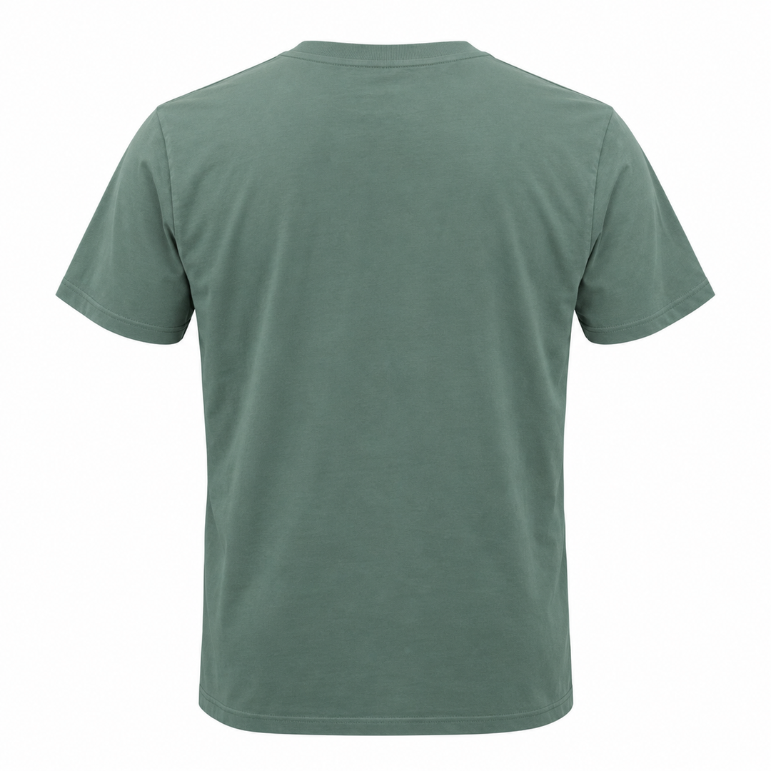 Sage green OR Deadwood South Dakota Bison Sunset T-shirt back