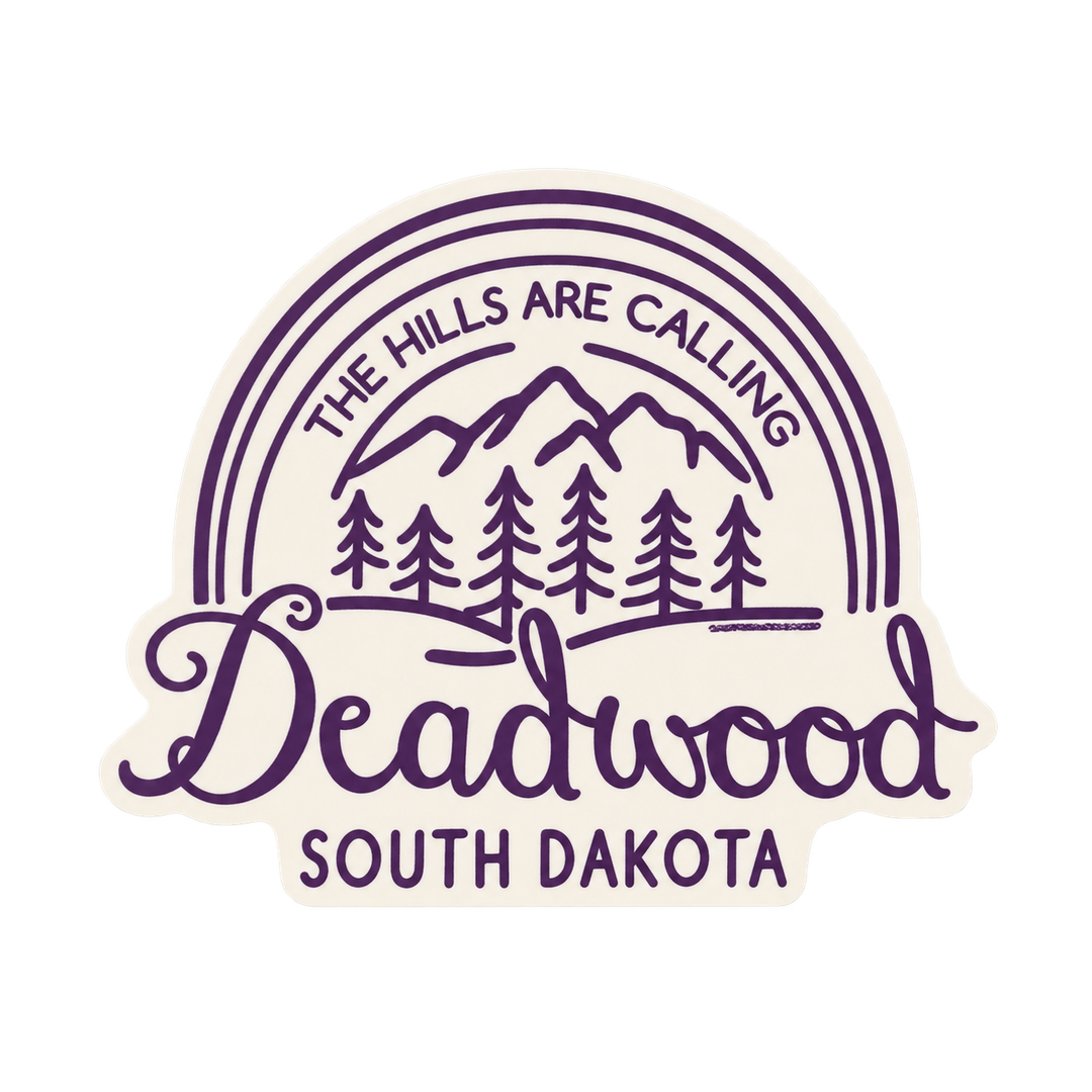 Deadwood The Hills Are Calling Purple Arch Sticker — isolated product view