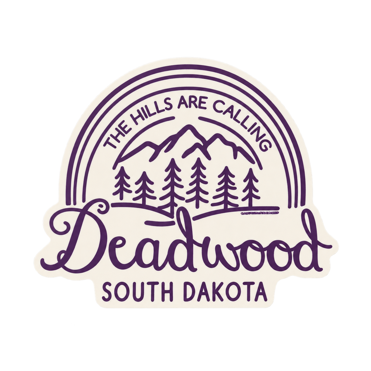 Deadwood The Hills Are Calling Purple Arch Sticker — isolated product view