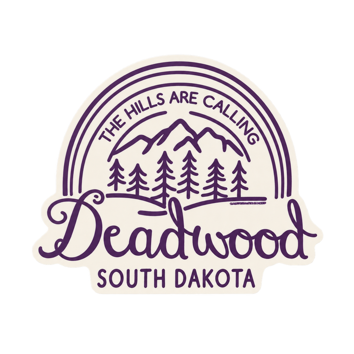 Deadwood The Hills Are Calling Purple Arch Sticker — isolated product view