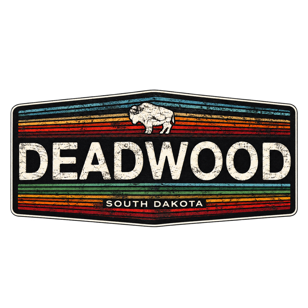 Deadwood Vintage Stripe Bison Banner Sticker — isolated product view