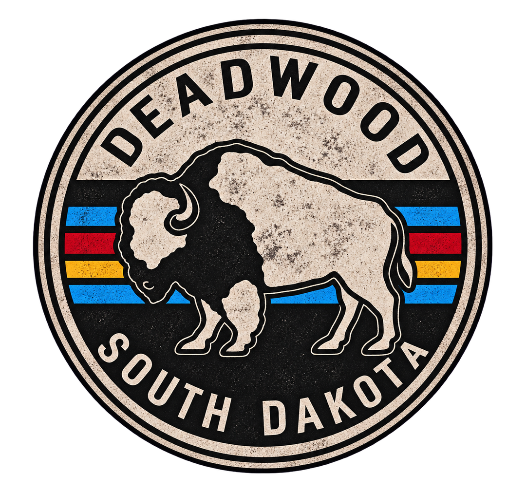 Deadwood Vintage Stripe Bison Round Sticker — isolated product view