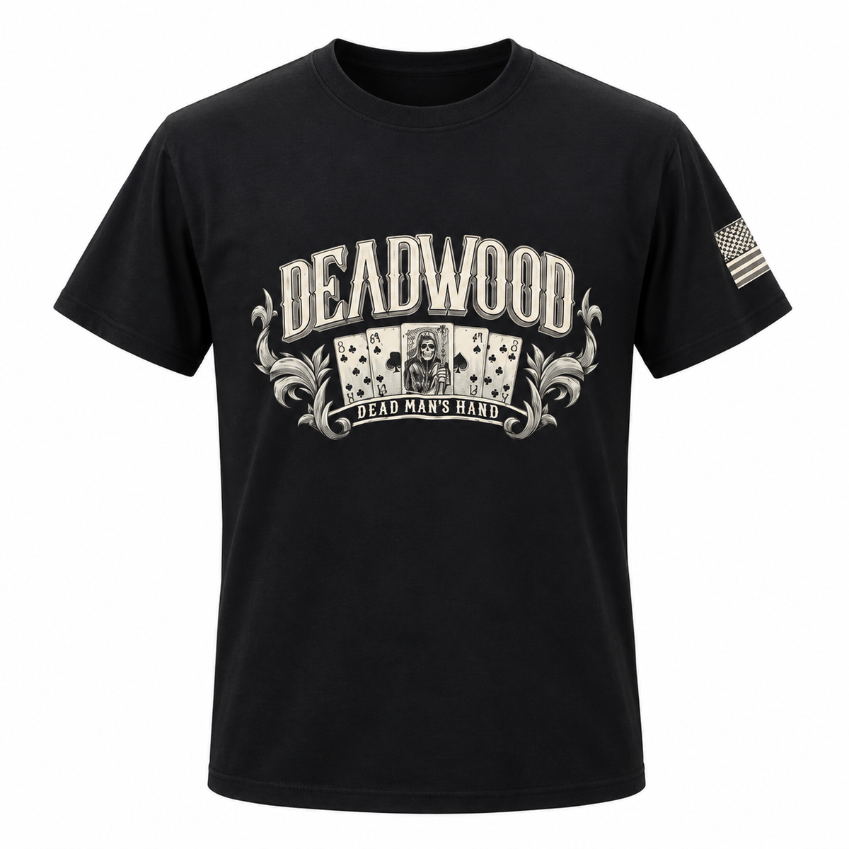 Black Deadwood Wild Bill Watch Your Back T-shirt, front view
