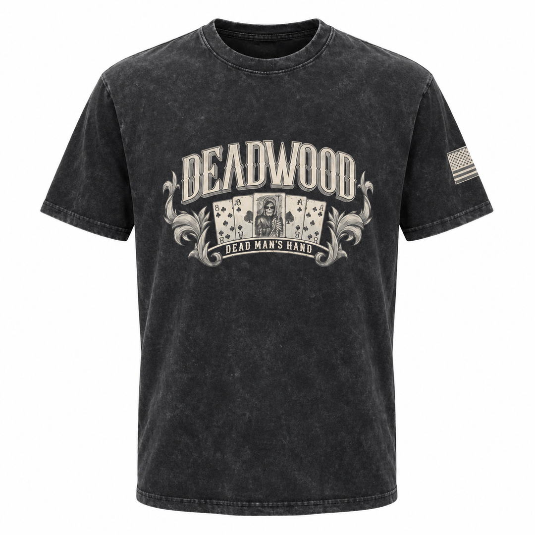 Washed black Deadwood Wild Bill Watch Your Back T-shirt front