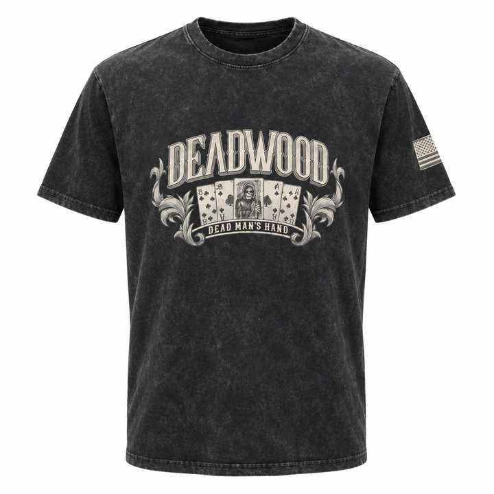 Washed black Deadwood Wild Bill Watch Your Back T-shirt front