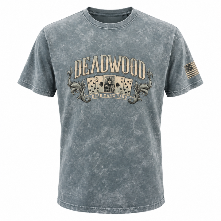 Washed gray Deadwood Wild Bill Watch Your Back T-shirt, front view
