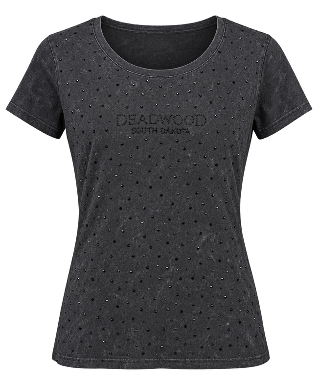 Deadwood Women's Rhinestone T-Shirt – Washed Black