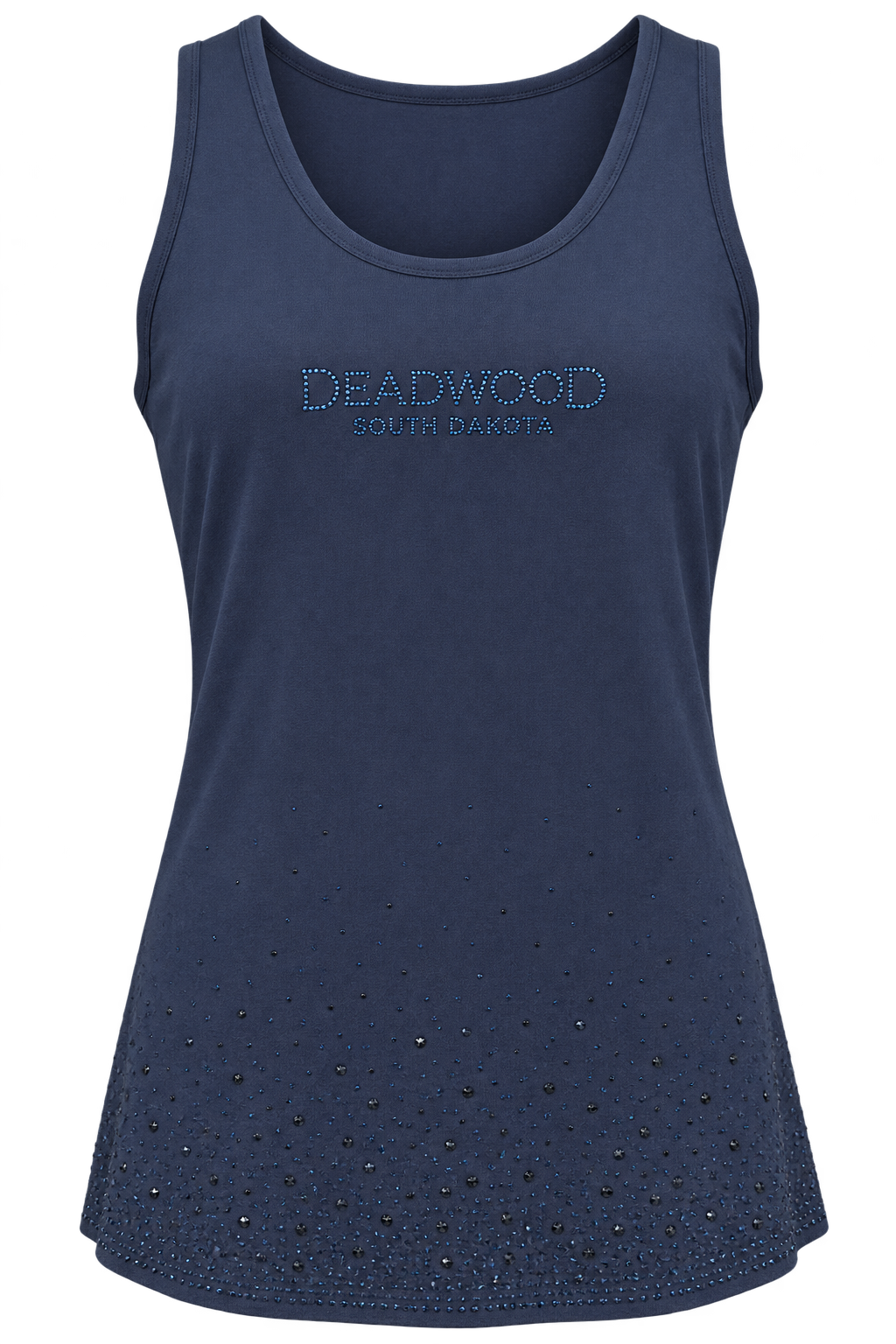 Deadwood Women's Rhinestone Tank Top – Blue — front view