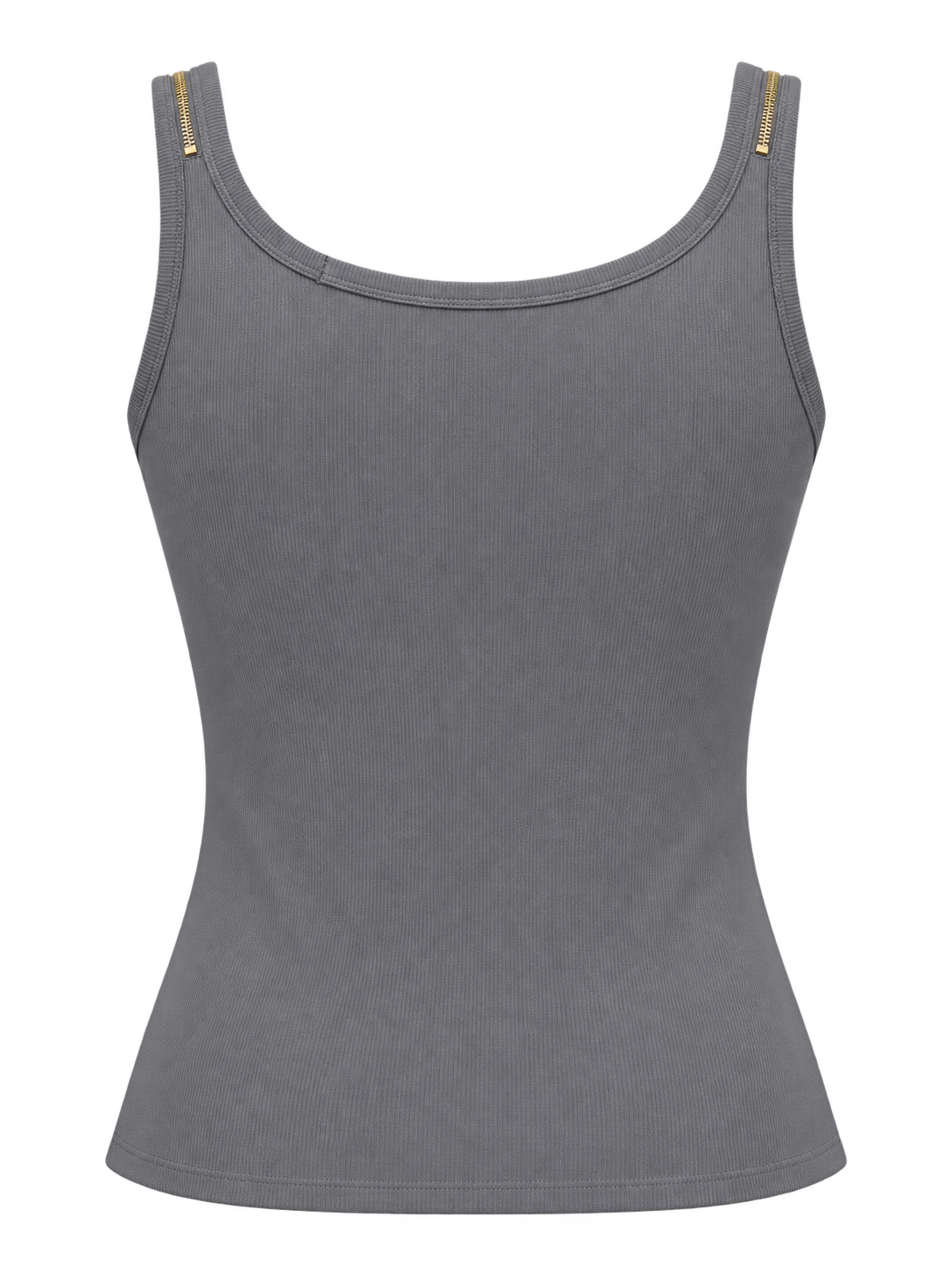 Deadwood Women's Rhinestone Zipper-Strap Tank Top – Grey — back view