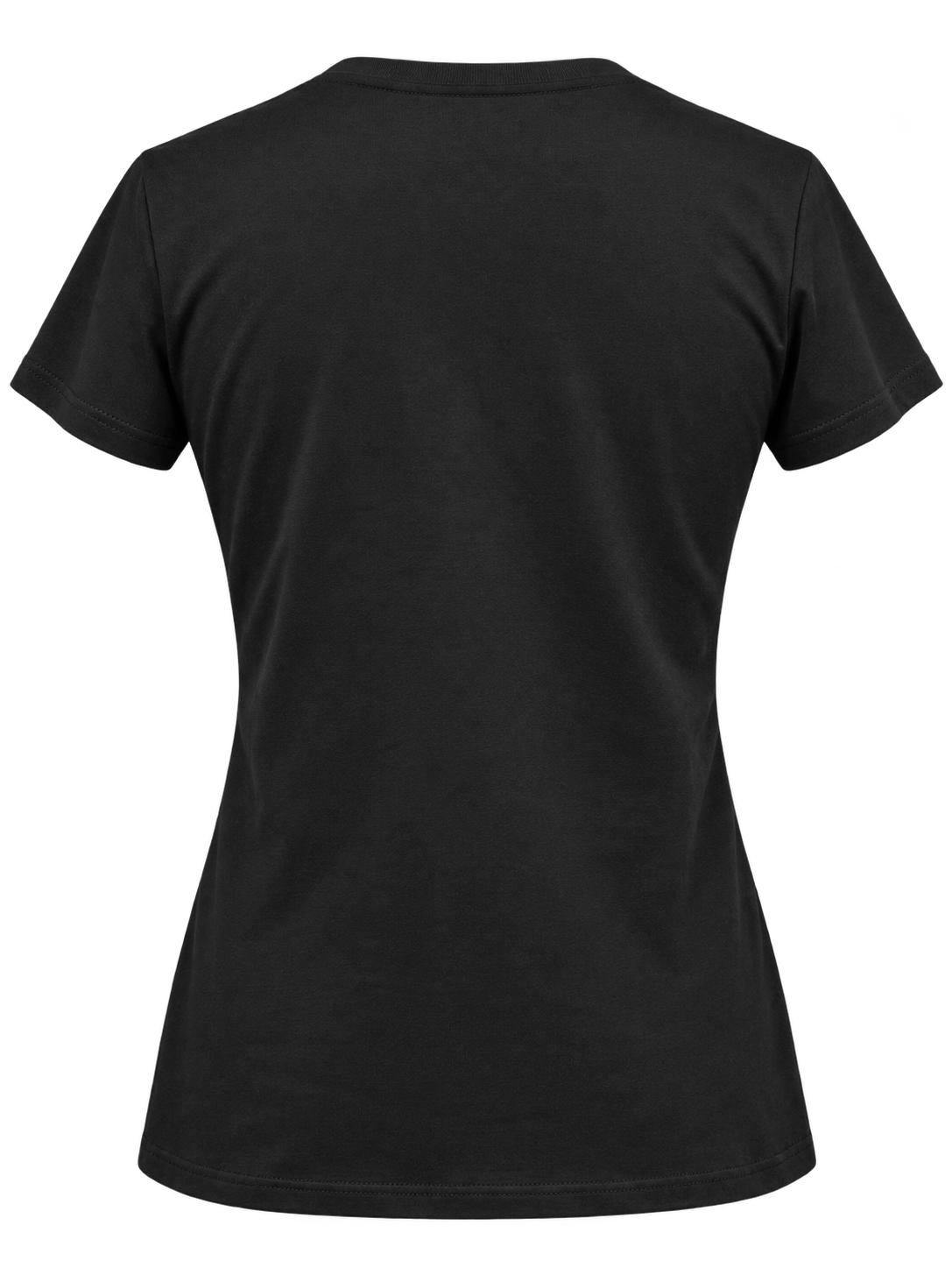 Black Deadwood women's wavy lettering T-shirt, plain back view