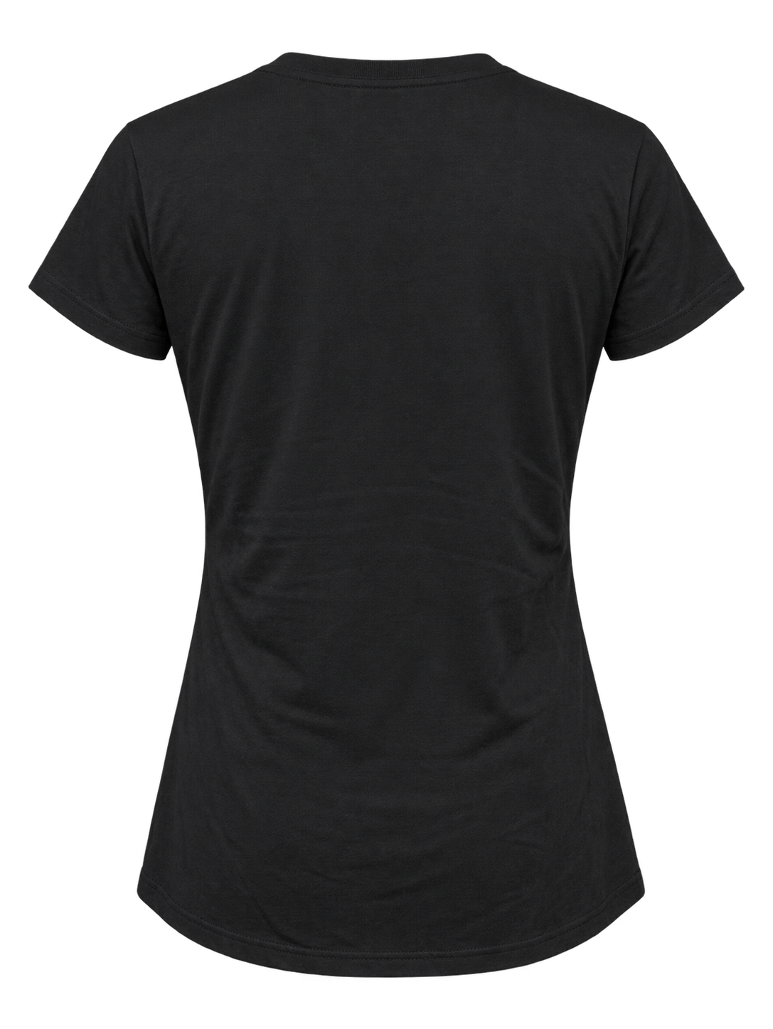 Black Deadwood women's zigzag embroidered appliqué T-shirt, plain back view