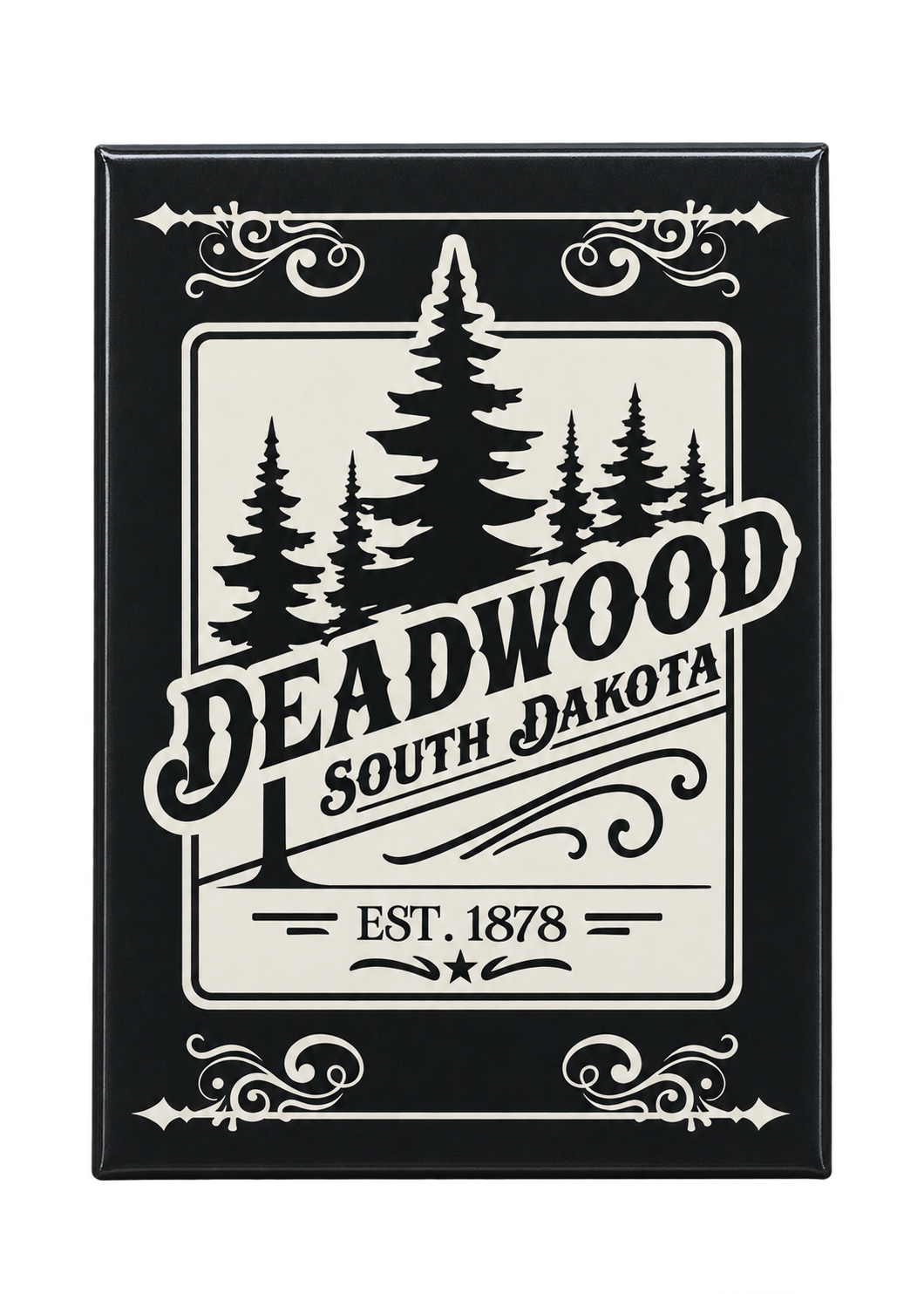 Deadwood Pine Forest Souvenir Magnet – South Dakota, straight front view with background removed