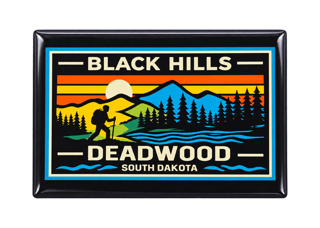 Deadwood Black Hills Hiking Magnet – Retro Mountain & Forest