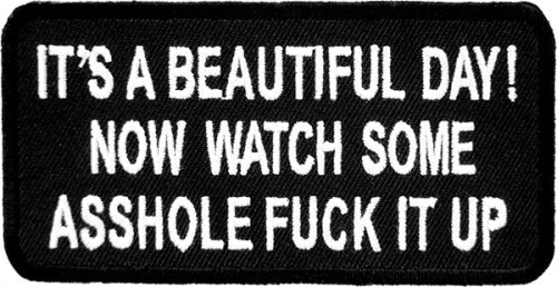 It's A Beautiful Day Asshole Patch, Vulgar Sayings Patches — detail view 1