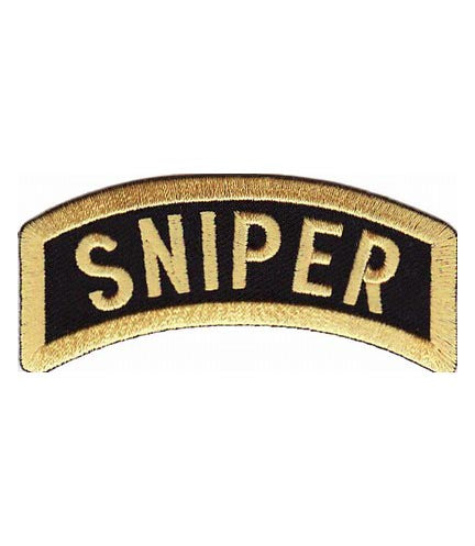 Black & Yellow Sniper Rocker Tab Patch, Military Uniform Patches — detail view 1