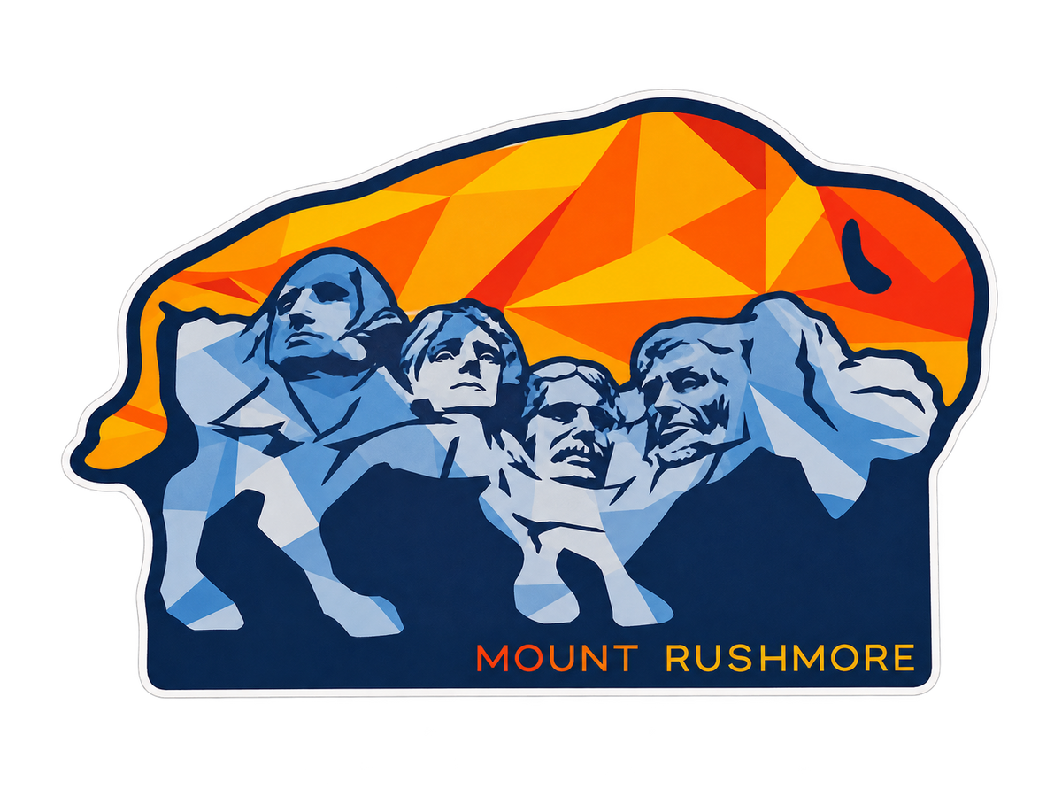 Mount Rushmore Geometric Bison Sticker — isolated product view