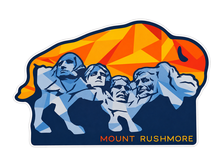 Mount Rushmore Geometric Bison Sticker — isolated product view