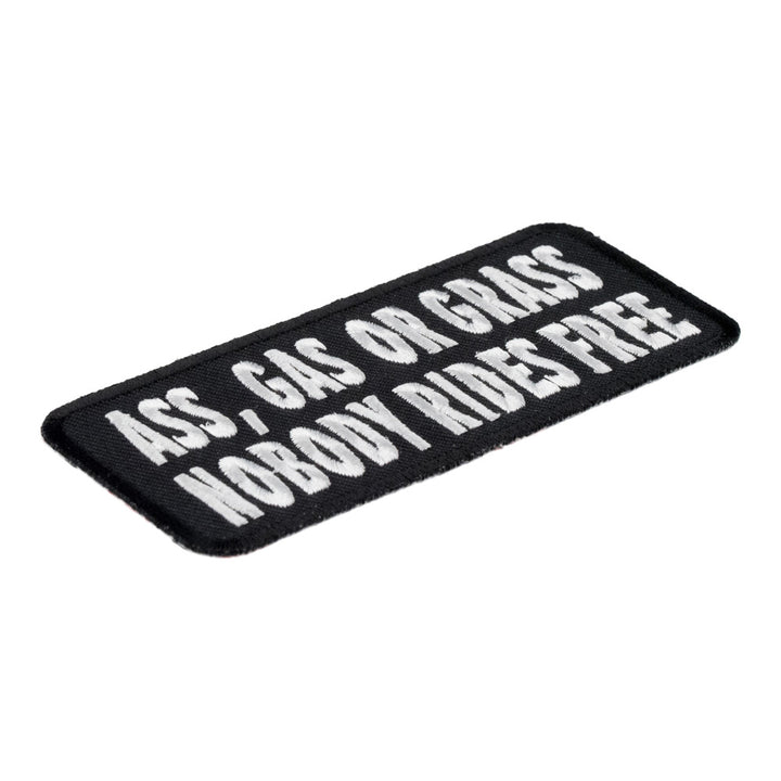 Ass Gas Or Grass Nobody Rides Free Patch, Funny Biker Quotes — detail view 1