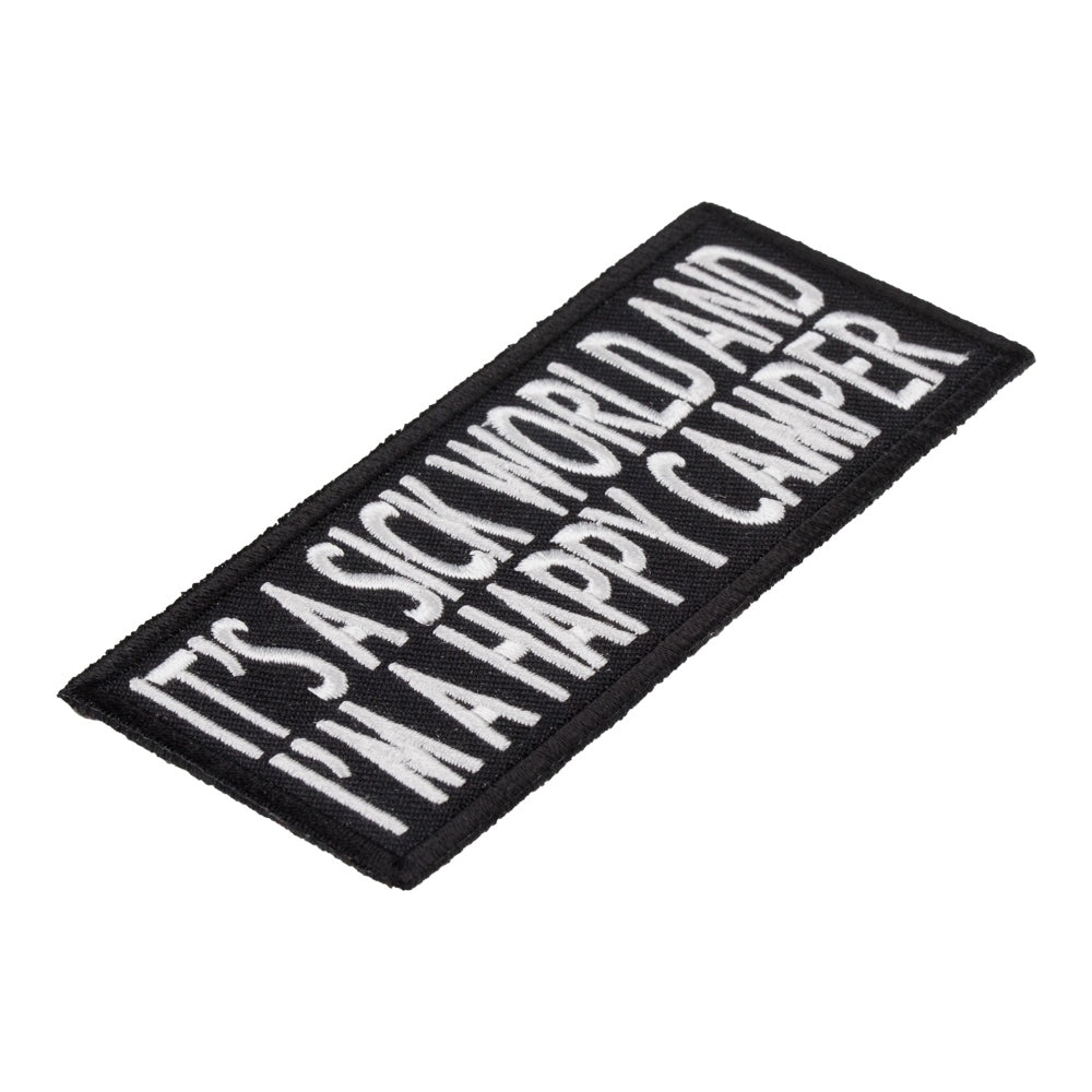 Sick World Happy Camper Patch, Funny Sayings Patches — detail view 1