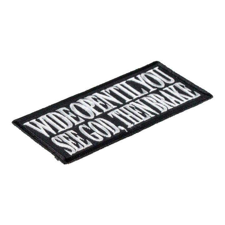 Wide Open Til You See God Patch, Biker Sayings Patches — detail view 1