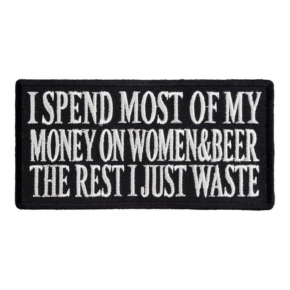 I Spend Most of My Money Patch, Biker Sayings Patches — product image