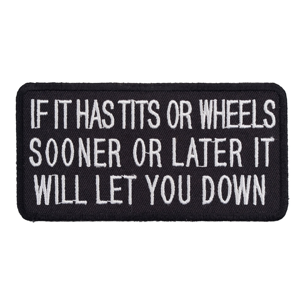 If It Has Tits Or Wheels Patch, Biker Sayings Patches — product image