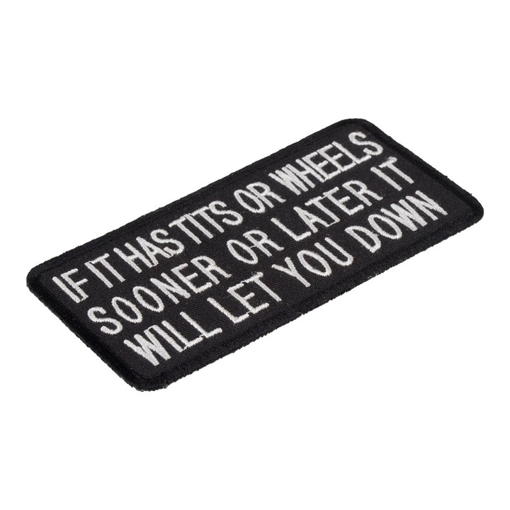 If It Has Tits Or Wheels Patch, Biker Sayings Patches — detail view 1