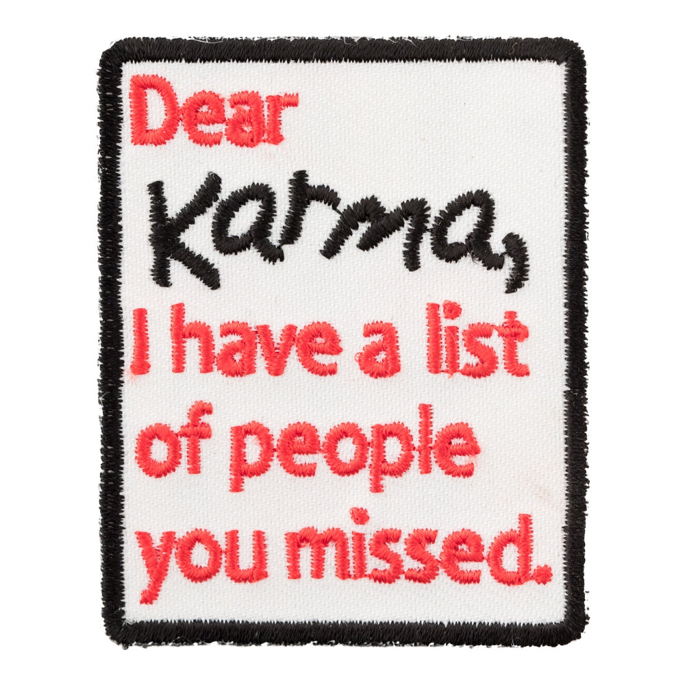 Dear Karma List of People Patch, Funny Patches — product image