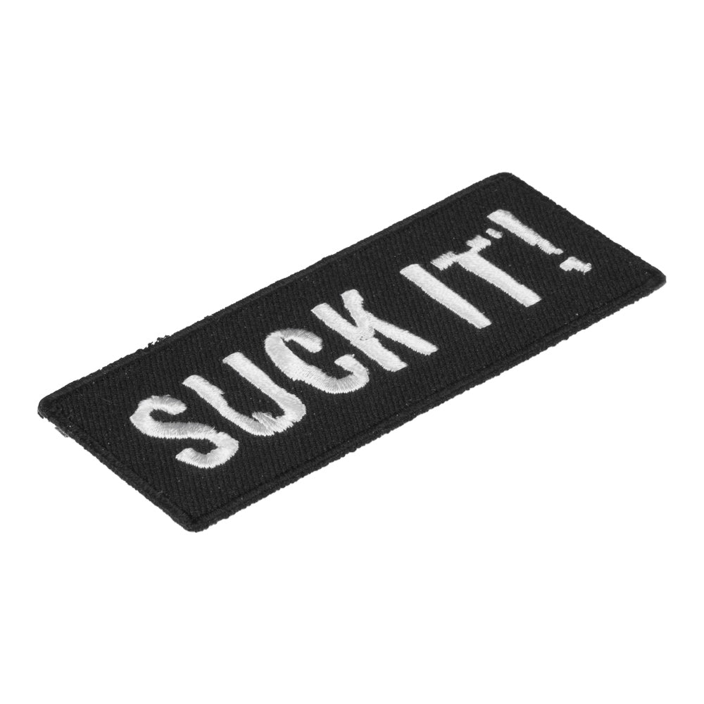Suck It Distressed Black & White Patch, Funny Patches — detail view 1