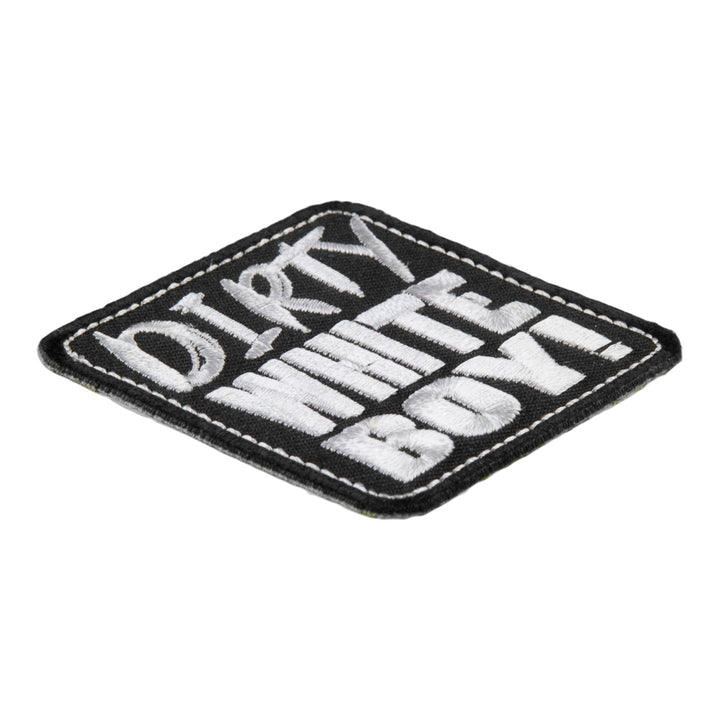 Dirty White Boy Embroidered Patch, Sayings Patches — detail view 2